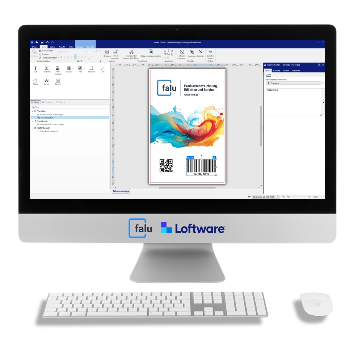 Computer Monitor mit Etiketten Software von Loftware